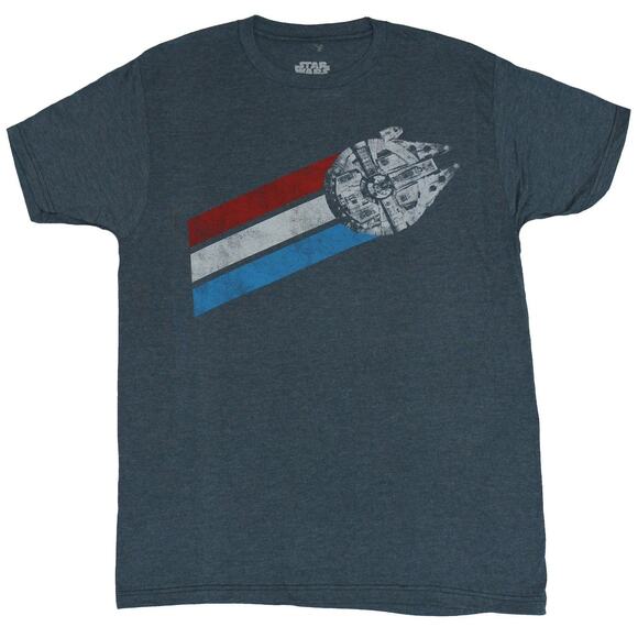Star Wars Millenium Falcon Red White & Blue Fly By T-Shirt Mens S - Picture 4 of 4